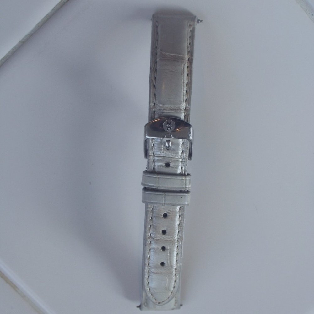 Michele Alligator Leather Watch Band 16mm Pearl White